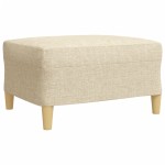 vidaXL Set canapele cu taburet și perne, 3 piese, crem, textil