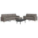 vidaXL Set canapele cu taburet și perne, 3 piese, taupe, textil vidaXL Set canapele cu taburet și perne, 3 piese, taupe, textil