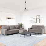 vidaXL Set canapele cu taburet și perne, 3 piese, taupe, textil vidaXL Set canapele cu taburet și perne, 3 piese, taupe, textil
