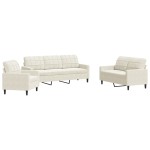 vidaXL Set de canapele cu perne, 3 piese, crem, catifea vidaXL Set de canapele cu perne, 3 piese, crem, catifea