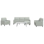 vidaXL Set de canapele cu perne, 4 piese, gri deschis, catifea