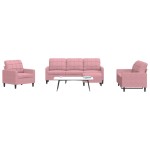 vidaXL Set de canapele cu perne, 4 piese, roz, catifea