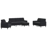 vidaXL Set de canapele cu perne, 4 piese, negru, catifea vidaXL Set de canapele cu perne, 4 piese, negru, catifea