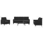 vidaXL Set de canapele cu perne, 4 piese, negru, catifea vidaXL Set de canapele cu perne, 4 piese, negru, catifea