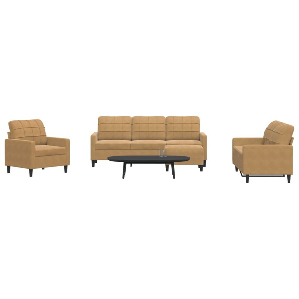 vidaXL Set de canapele cu perne, 4 piese, maro, catifea
