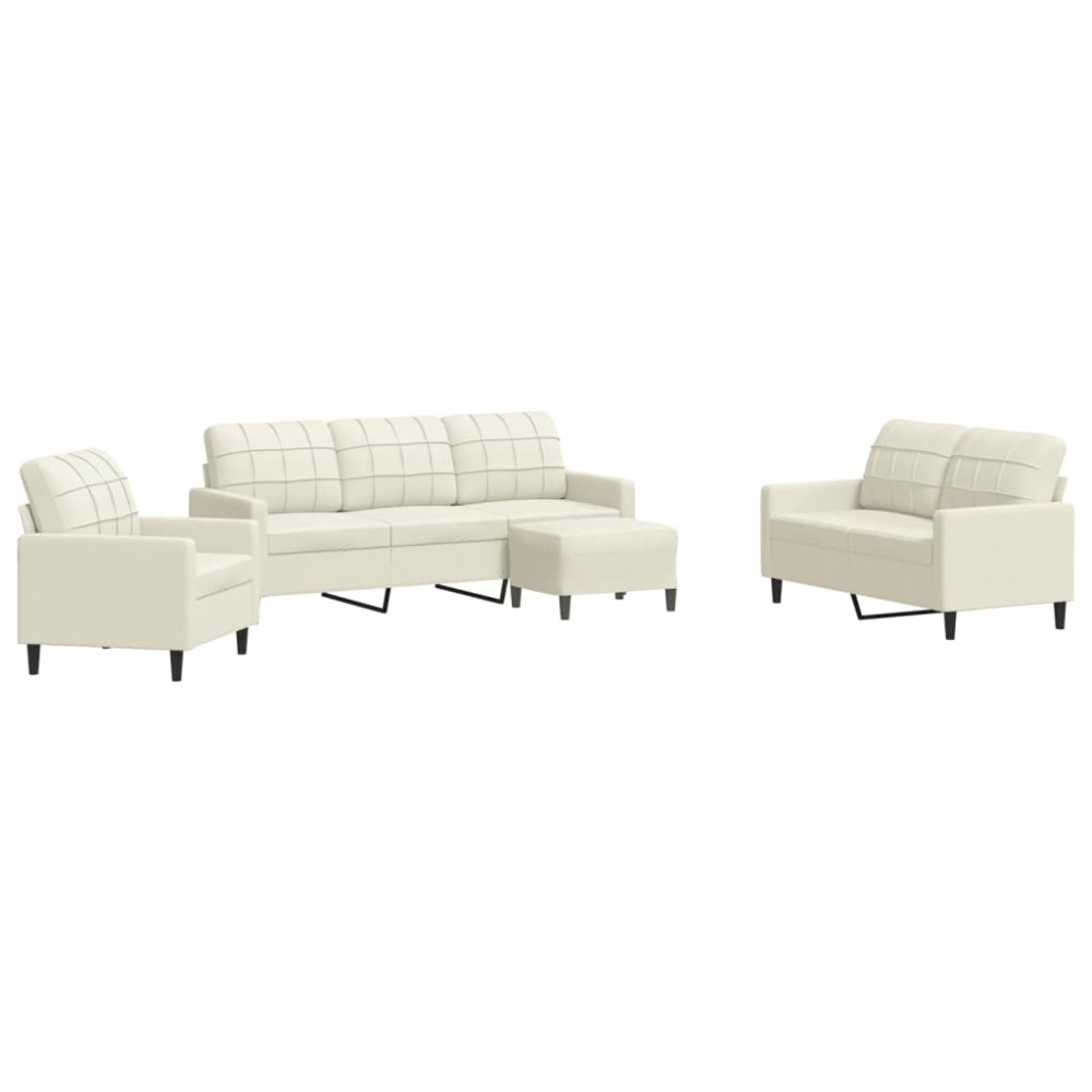 vidaXL Set de canapele cu perne, 4 piese, crem, catifea