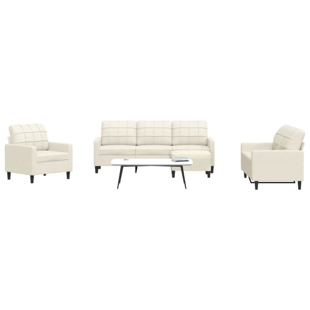 vidaXL Set de canapele cu perne, 4 piese, crem, catifea