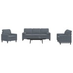 vidaXL Set de canapele cu perne/rulouri, 3 piese, gri închis, catifea vidaXL Set de canapele cu perne/rulouri, 3 piese, gri închis, catifea
