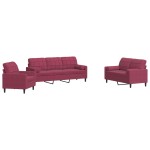 vidaXL Set canapea cu perne/rulouri, 3 piese, roșu vin, catifea vidaXL Set canapea cu perne/rulouri, 3 piese, roșu vin, catifea