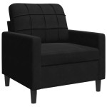 vidaXL Set de canapele cu perne/rulouri, 3 piese, negru, catifea