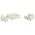 vidaXL Set de canapele cu perne/rulouri, 3 piese, crem, catifea