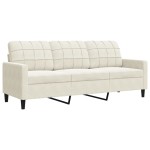 vidaXL Set de canapele cu perne/rulouri, 3 piese, crem, catifea