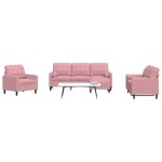 vidaXL Set canapele cu perne/rulouri, 4 piese, roz, catifea vidaXL Set canapele cu perne/rulouri, 4 piese, roz, catifea