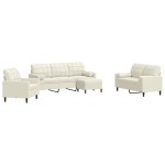 vidaXL Set de canapele cu perne/rulouri, 4 piese, crem, catifea