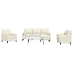 vidaXL Set de canapele cu perne/rulouri, 4 piese, crem, catifea
