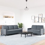 vidaXL Set de canapele cu perne, 2 piese, gri închis, catifea vidaXL Set de canapele cu perne, 2 piese, gri închis, catifea