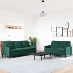 vidaXL Set de canapele cu perne, 2 piese, verde închis, catifea vidaXL Set de canapele cu perne, 2 piese, verde închis, catifea