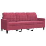 vidaXL Set canapele cu perne, 2 piese, roșu vin, catifea