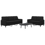 vidaXL Set de canapele cu perne, 2 piese, negru, catifea vidaXL Set de canapele cu perne, 2 piese, negru, catifea