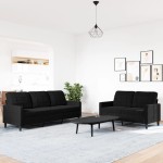 vidaXL Set de canapele cu perne, 2 piese, negru, catifea vidaXL Set de canapele cu perne, 2 piese, negru, catifea