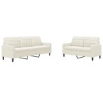 vidaXL Set de canapele cu perne, 2 piese, crem, catifea vidaXL Set de canapele cu perne, 2 piese, crem, catifea