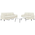 vidaXL Set de canapele cu perne, 2 piese, crem, catifea vidaXL Set de canapele cu perne, 2 piese, crem, catifea