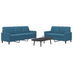 vidaXL Set de canapele cu perne, 2 piese, albastru, catifea vidaXL Set de canapele cu perne, 2 piese, albastru, catifea
