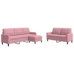 vidaXL Set de canapele cu perne, 3 piese, roz, catifea vidaXL Set de canapele cu perne, 3 piese, roz, catifea