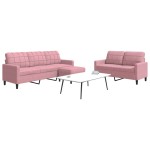 vidaXL Set de canapele cu perne, 3 piese, roz, catifea vidaXL Set de canapele cu perne, 3 piese, roz, catifea
