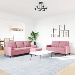 vidaXL Set de canapele cu perne, 3 piese, roz, catifea vidaXL Set de canapele cu perne, 3 piese, roz, catifea