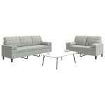 vidaXL Set de canapele cu perne, 2 piese, gri deschis, catifea vidaXL Set de canapele cu perne, 2 piese, gri deschis, catifea