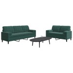 vidaXL Set canapele cu perne/rulouri, 2 piese, verde închis, catifea