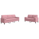 vidaXL Set canapele cu perne/rulouri, 2 piese, roz, catifea vidaXL Set canapele cu perne/rulouri, 2 piese, roz, catifea