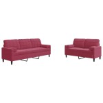 vidaXL Set canapea cu perne/rulouri, 2 piese, roșu vin, catifea vidaXL Set canapea cu perne/rulouri, 2 piese, roșu vin, catifea
