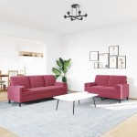 vidaXL Set canapea cu perne/rulouri, 2 piese, roșu vin, catifea vidaXL Set canapea cu perne/rulouri, 2 piese, roșu vin, catifea
