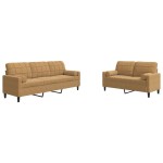 vidaXL Set de canapele cu perne/rulouri, 2 piese, maro, catifea