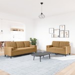 vidaXL Set de canapele cu perne/rulouri, 2 piese, maro, catifea