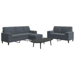 vidaXL Set de canapele cu perne/rulouri, 3 piese, gri închis, catifea vidaXL Set de canapele cu perne/rulouri, 3 piese, gri închis, catifea