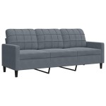 vidaXL Set de canapele cu perne/rulouri, 3 piese, gri închis, catifea vidaXL Set de canapele cu perne/rulouri, 3 piese, gri închis, catifea