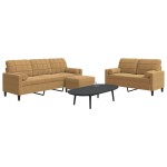 vidaXL Set de canapele cu perne/rulouri, 3 piese, maro, catifea