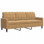 vidaXL Set de canapele cu perne/rulouri, 3 piese, maro, catifea