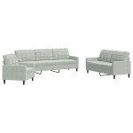 vidaXL Set de canapele cu perne, 3 piese, gri deschis, catifea