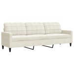 vidaXL Set de canapele cu perne, 3 piese, crem, catifea vidaXL Set de canapele cu perne, 3 piese, crem, catifea