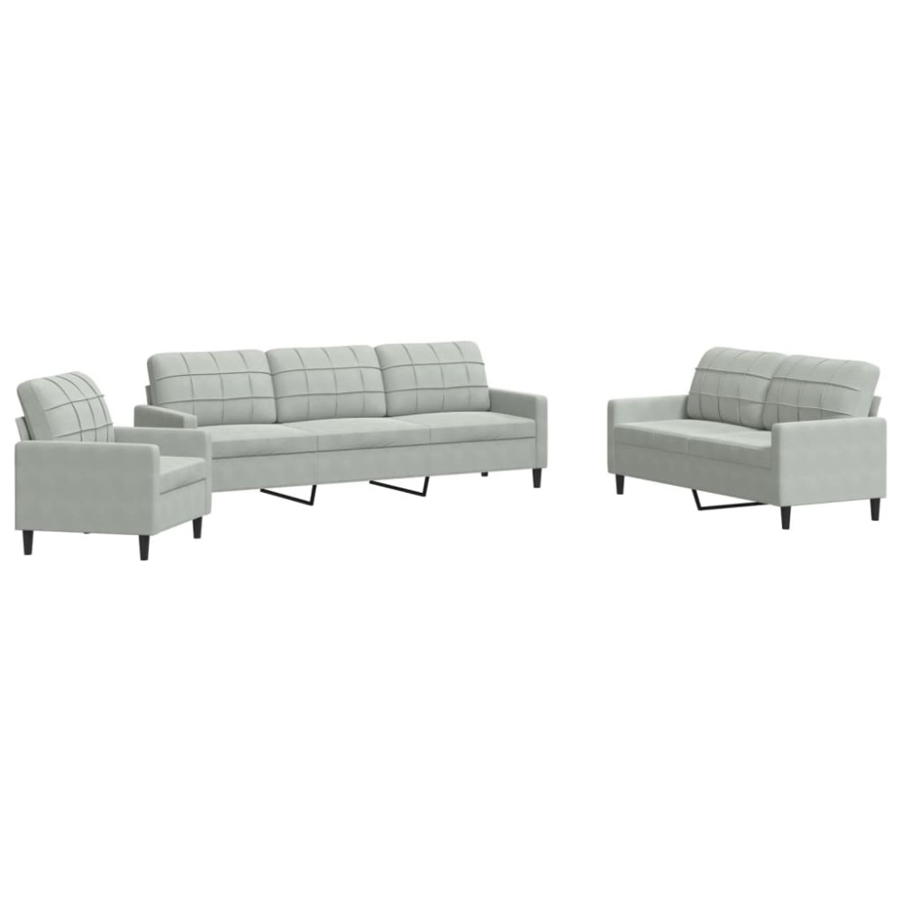 vidaXL Set de canapele cu perne, 4 piese, gri deschis, catifea