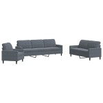 vidaXL Set de canapele cu perne, 4 piese, gri închis, catifea