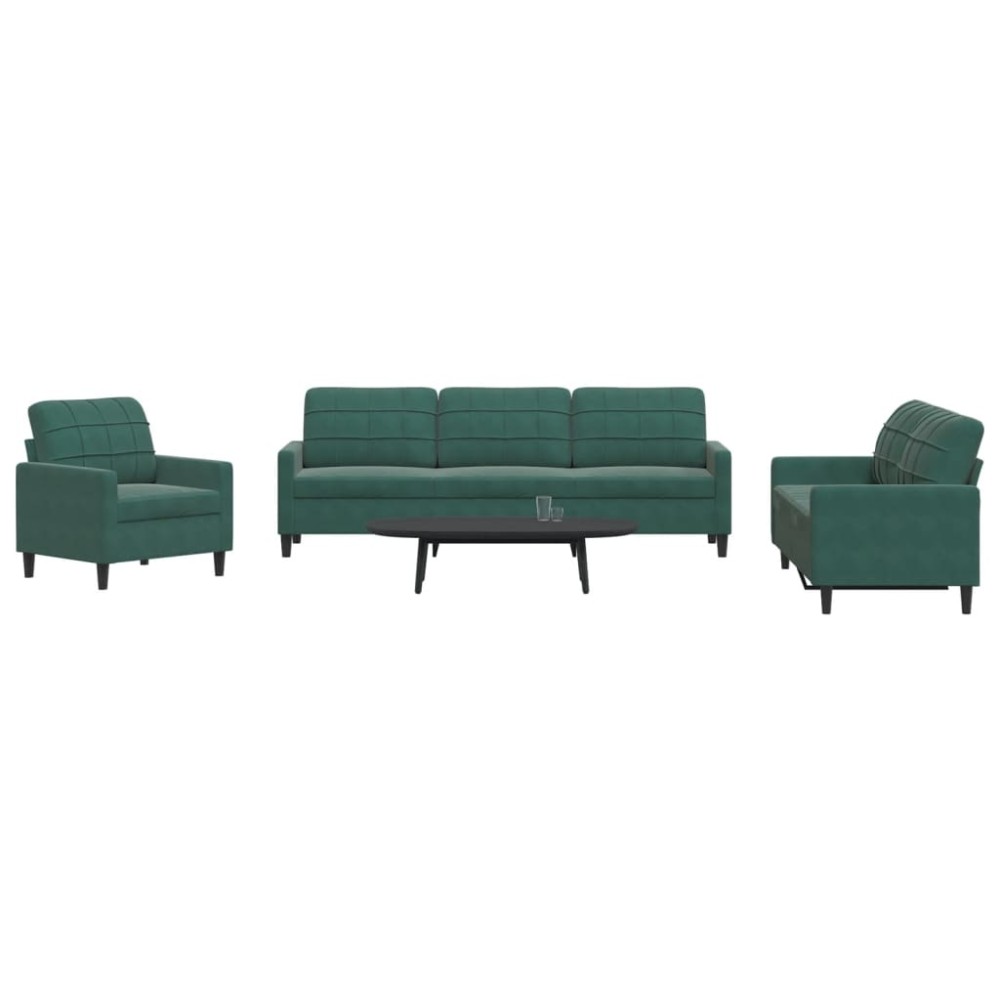 vidaXL Set de canapele cu perne, 4 piese, verde închis, catifea