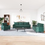 vidaXL Set de canapele cu perne, 4 piese, verde închis, catifea