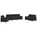 vidaXL Set de canapele cu perne, 4 piese, negru, catifea