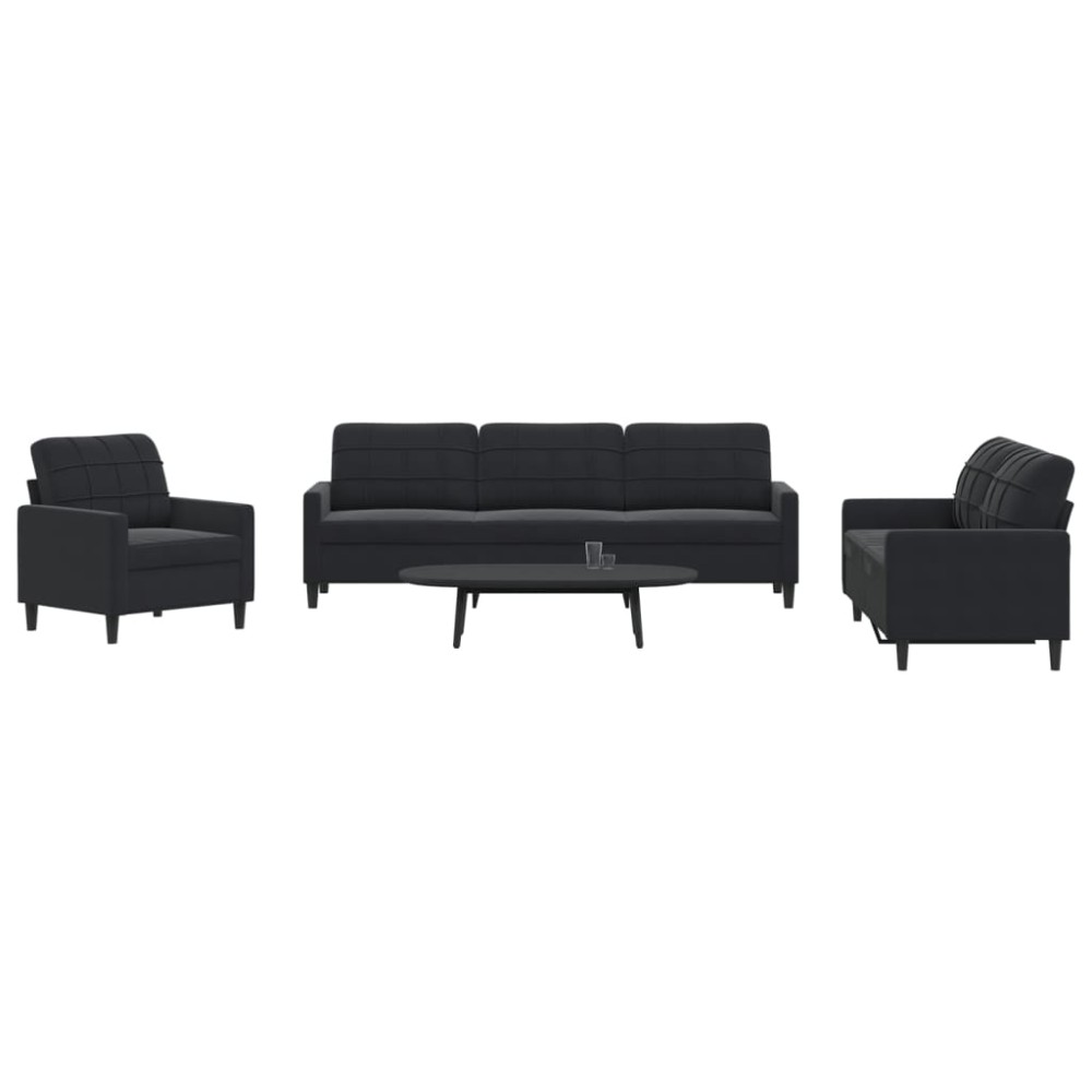 vidaXL Set de canapele cu perne, 4 piese, negru, catifea