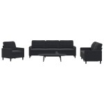 vidaXL Set de canapele cu perne, 4 piese, negru, catifea